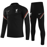 Liverpool Zipper Sweat Kit(Top+Pants) Black 2021/22 | MineJerseys