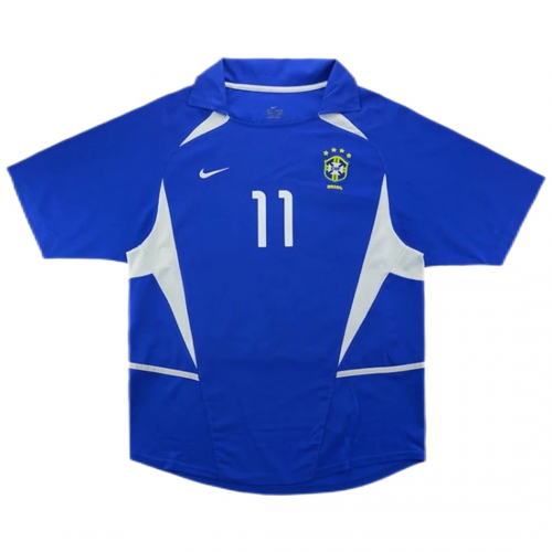 Brazil Ronaldinho #11 Retro Jersey Away World Cup 2002