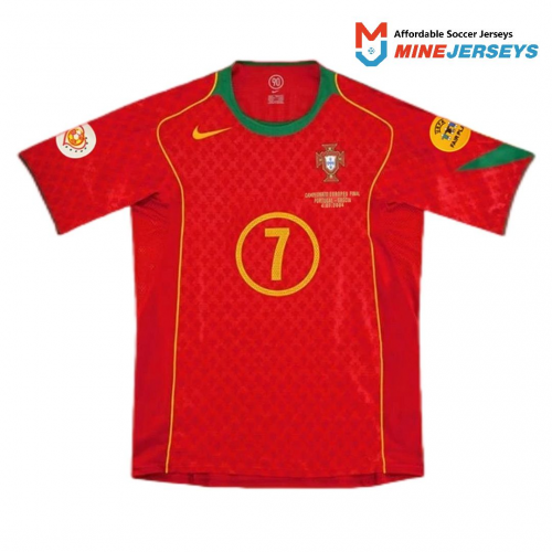 Portugal Figo #7 Retro Jersey Home Euro Cup Final 2004