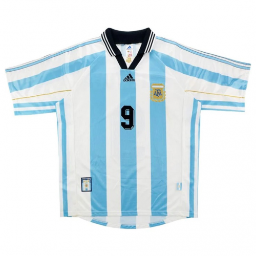 BATISTUTA #9 Retro Argentina Home Jersey World Cup 1998