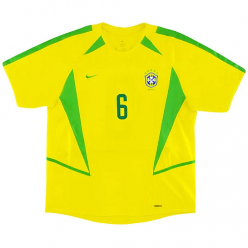 Brazil R.CARLOS #6 Retro Jersey Home World Cup 2002