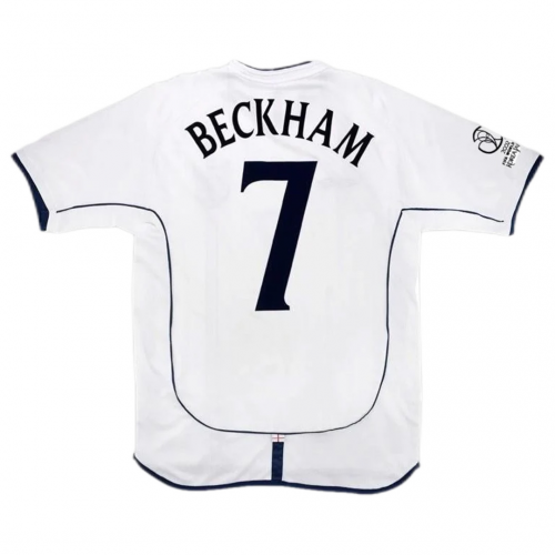 Beckham #7 Retro England Home Jersey World Cup 2002