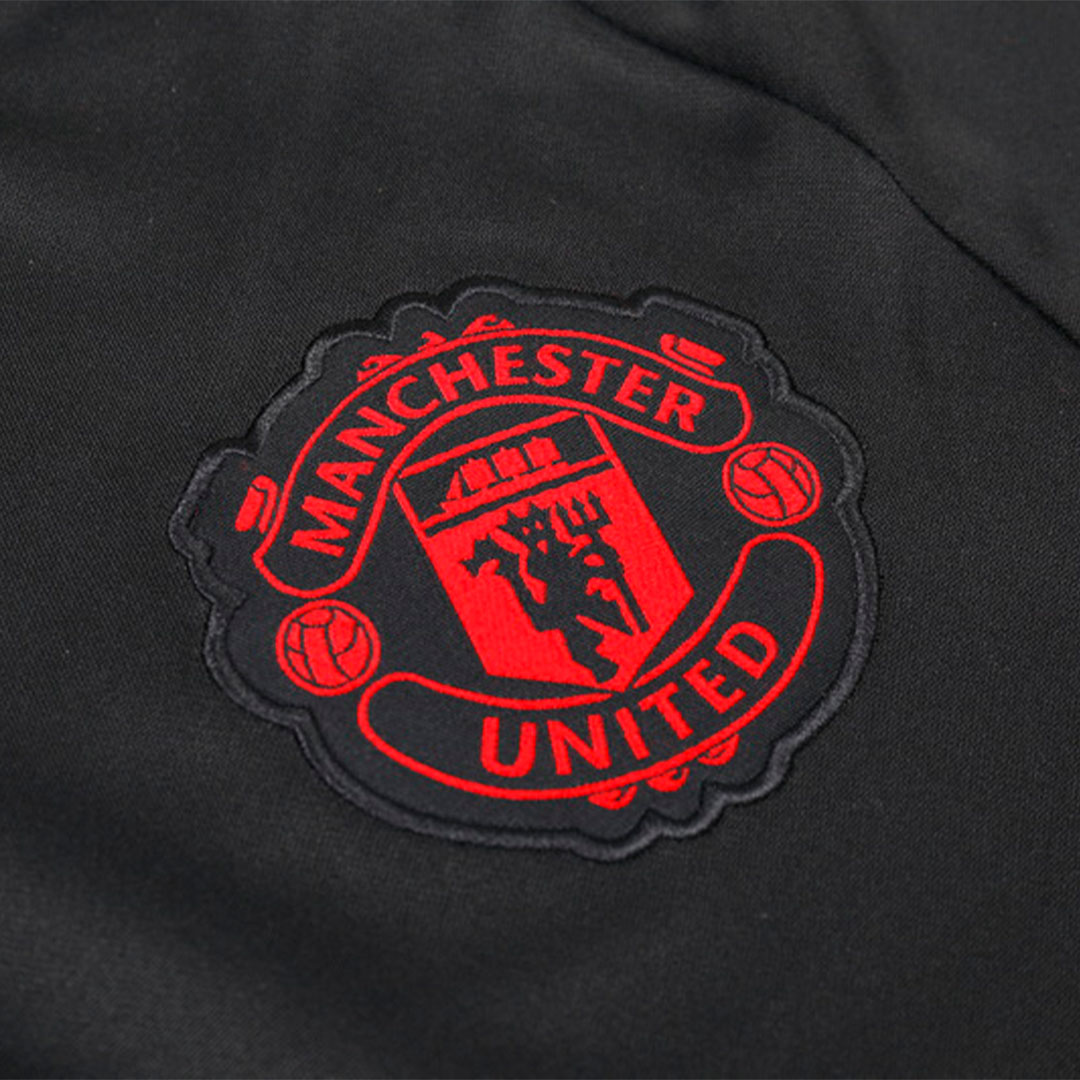 Kids Manchester United Zipper Sweatshirt Kit(Top+Pants) Black 2023/24