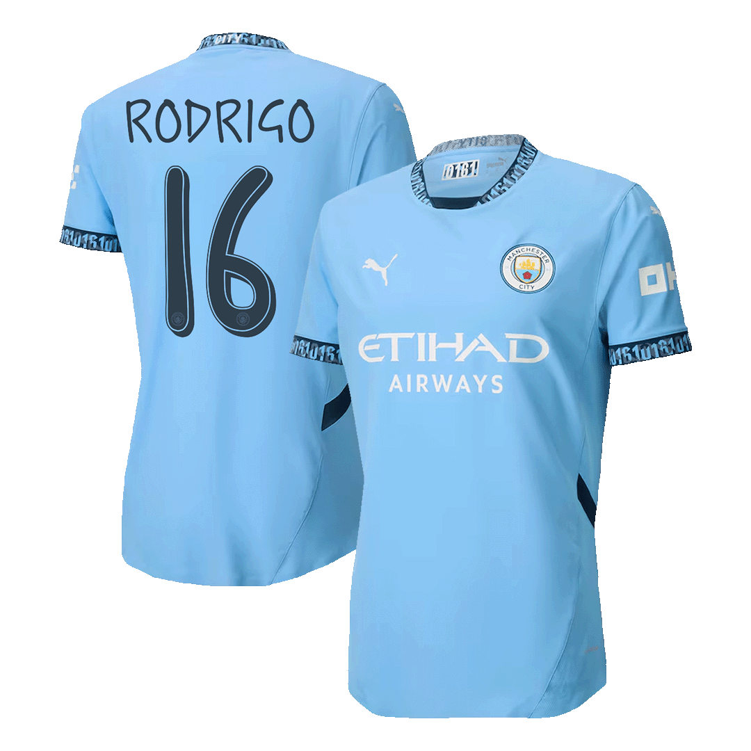 RODRIGO #16 Manchester City Home Match Jersey 2024/25 - UCL Font