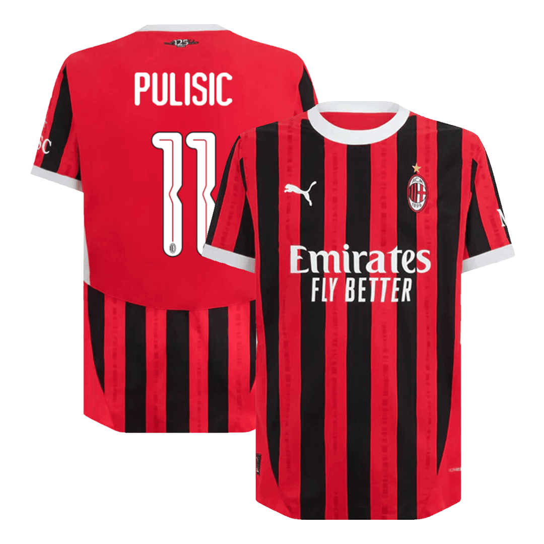 PULISIC #11 AC Milan Home Match Jersey 2024/25 - UCL Font