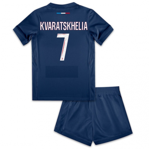 KVARATSKHELIA #7 Kids PSG Home Jersey Kit 2024/25